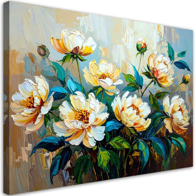 Obraz do salonu Feeby Bukiet Kwiatów Zielony imitacja farby 120x80cm 1szt