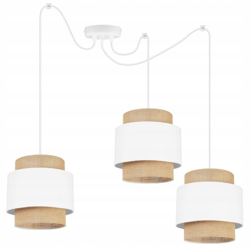Lampa sufitowa wisząca Light Home LH Boho Juta Pająk 3x E27 60W biały 1szt.