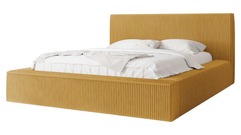 Łóżko tapicerowane MIRJAN 24 z pojemnikiem Glexi Sztruks 160x200 żółty sztruks 1 szt.