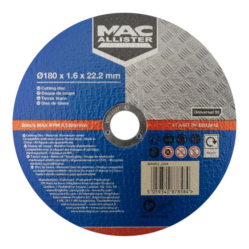 Tarcza do cięcia metalu Mac Allister 180 x 1,6 mm