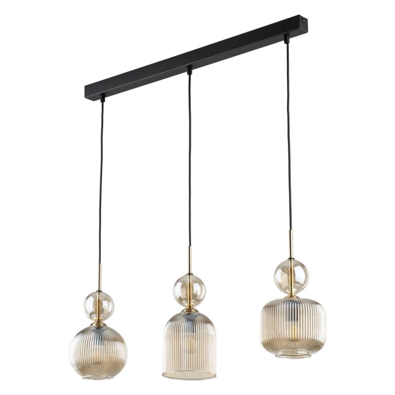 Lampa Wisząca Tk-Lighting Sophia Cognac 3Xe14 ryflowany klosz na listwie - 1szt.