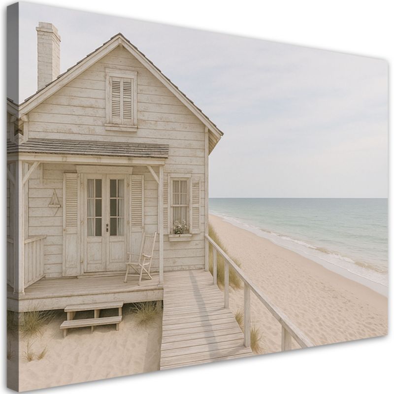Obraz do salonu sypialni Feeby Drewniany domek Plaża Shabby Chic 90x60cm 1szt