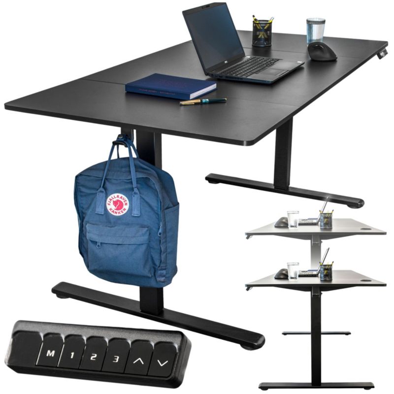 Biurko Elektryczne Regulowane Becke Czarne Z Pamięcią Ustawień 160x80 Cm 1 Szt.