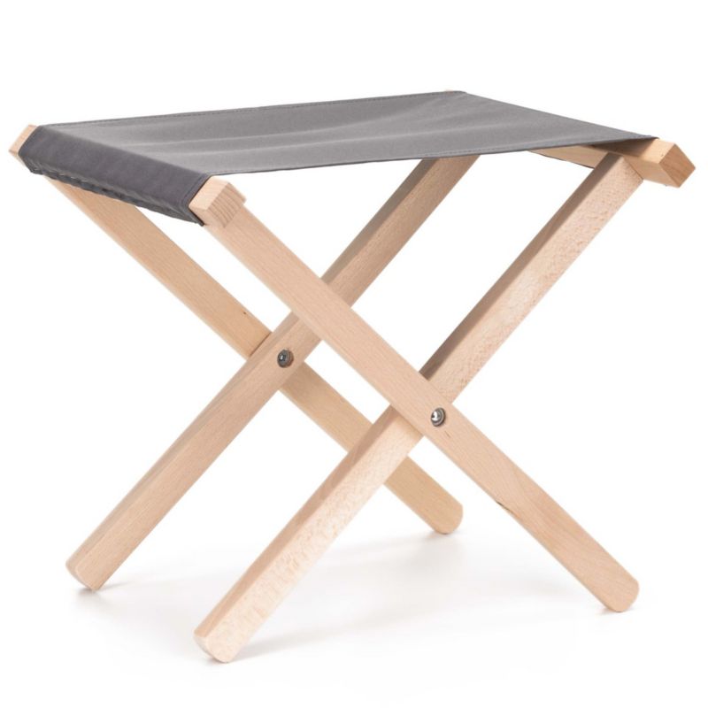 Krzesło turystyczne składane z drewnianą ramą Springos jasnoszara tkanina, stołek na kemping, biwak 1 szt.