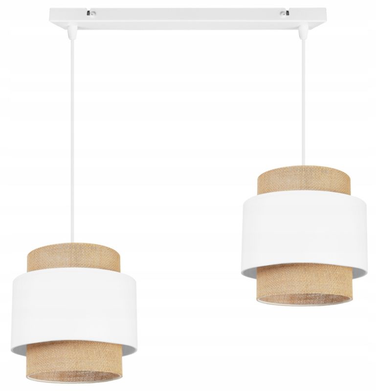 Lampa sufitowa wisząca Light Home LH Boho 2x E27 60W abażur juta biały 1szt.