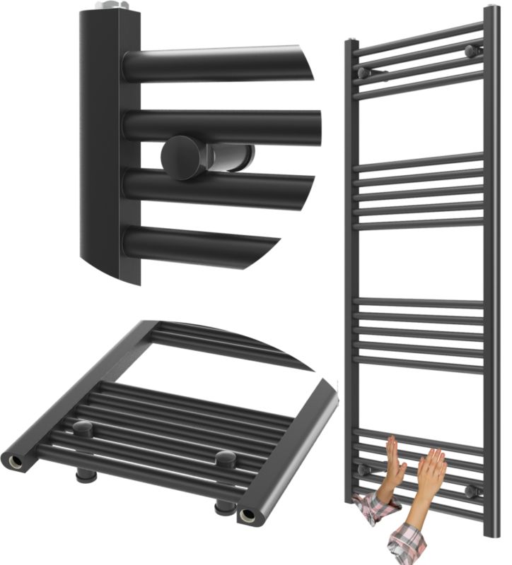 Grzejnik Łazienkowy Granitan Breno 60/130cm Czarny Kaloryfer Drabinkowy 1kpl.