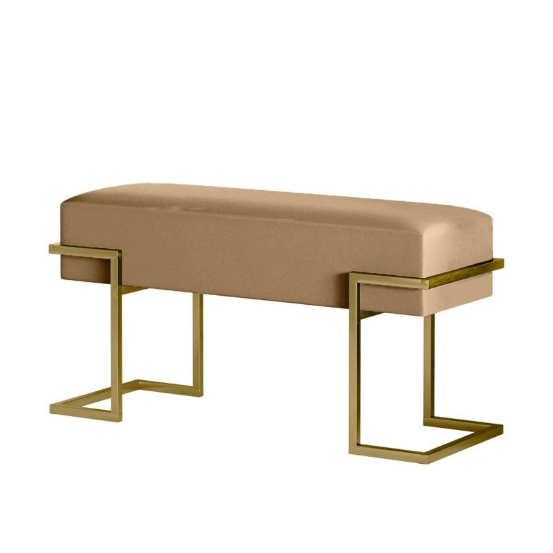 Ławka tapicerowana Bettso Cely 80 cm do przedpokoju na złotym stelażu ciemnobeżowy 1szt.