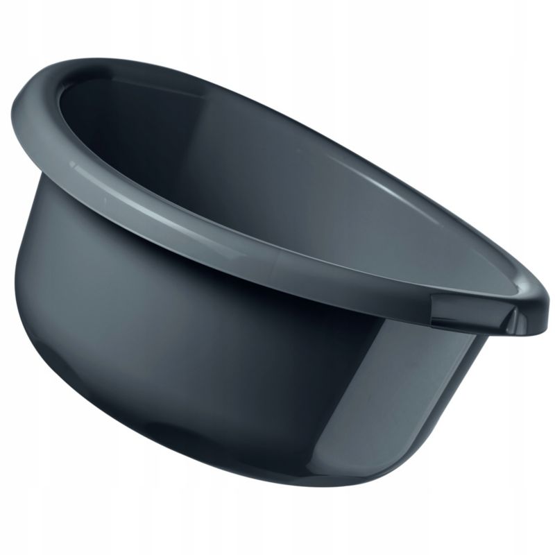 Miska KADAX Plastikowa Na Pranie 20 L Okrągła miednica Pojemnik Z Uchwytami Szary 1 szt.