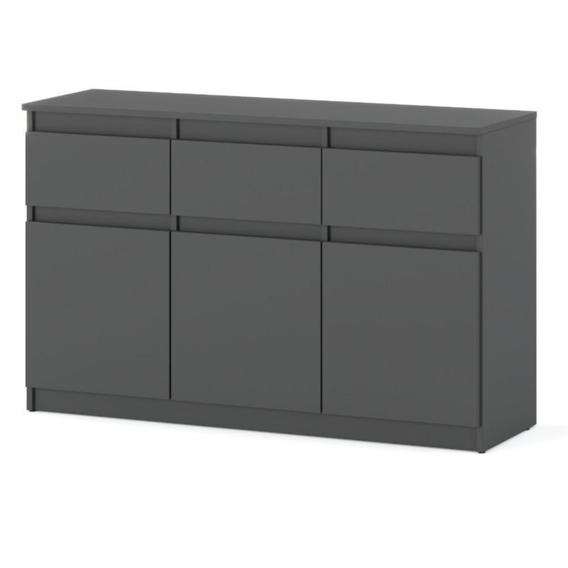 Komoda Hurtownia-Mebli Szuflady 3 Oleksa 3D3SZ 120cm Szary Mat Szary Mat 120x35x75 cm 1szt.