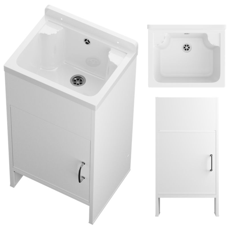 Zlew Gospodarczy Techniczny Komora Granitan Loma Biała Szafka PCV Zestaw Do Garażu 1 szt.