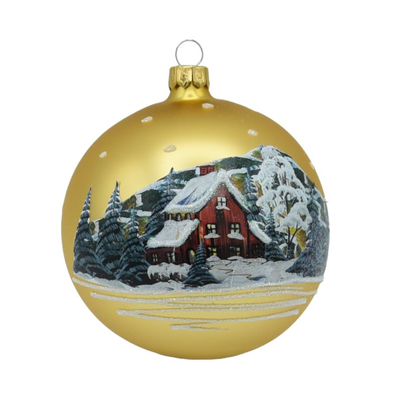Bombka szklana Vitbis dekorowana pejzaż 100 mm złota 1 szt. wersja 2