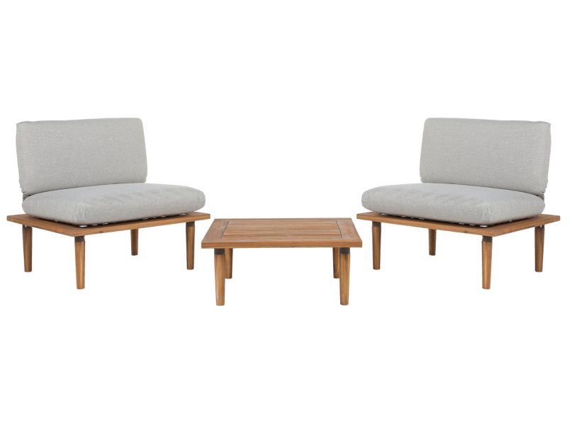 Zestaw ogrodowy ze stolikiem Frascati Certyfikowane drewno akacjowe Jasnoszary 1 kpl