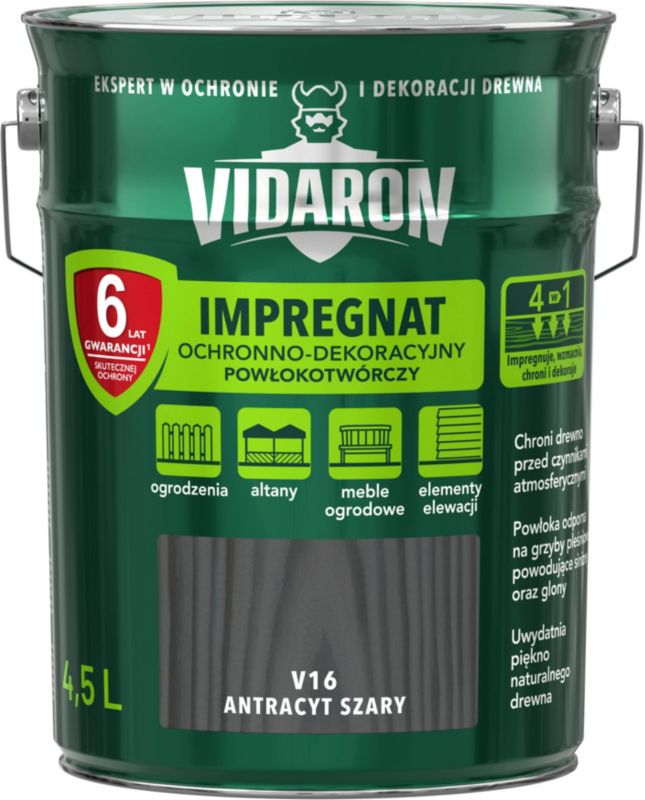 Impregnat do drewna Vidaron antracyt szary 4,5 l