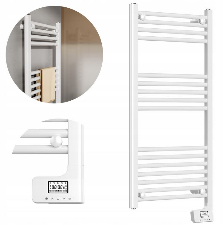Grzejnik elektryczny stalowy MOTESSI 500 W biały z termostatem 98x50cm- 1 szt