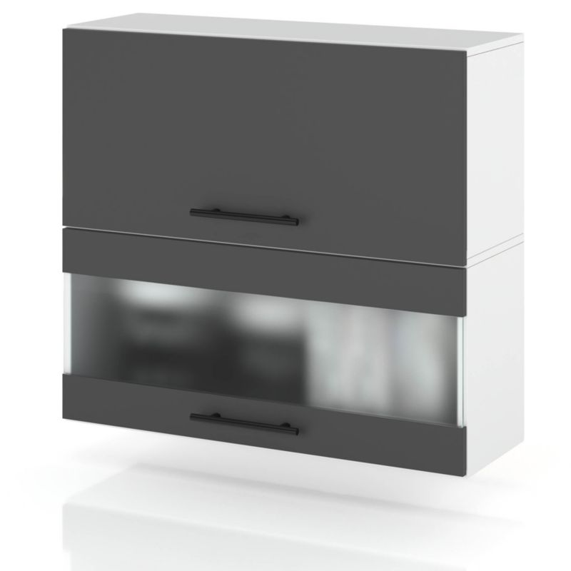 Szafka Kuchenna Hurtownia-Mebli Wisząca Klapowa W80KL sPremium 80cm Biały Mat Szary Mat 80x32x72 cm 1szt.