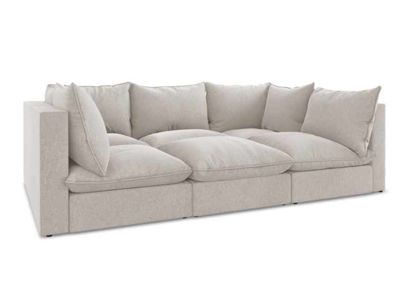 3-osobowa kanapa modułowa LaMiaSofa RAVENNA z tkaniny welwetowej 255x180 cm jasny beż 1 szt.