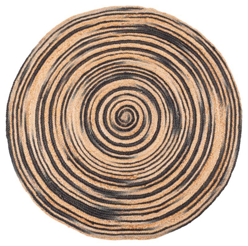 Dywan Multidecor z Juty Outdoor na zewnątrz i do wewnątrz 120 cm koło wir czarno beżowy 1 szt.