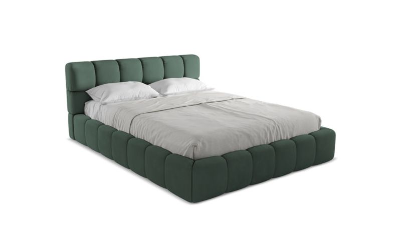 Łóżko LaMiaSofa Nalu z tkaniny szenilowej 160x200 zielony 1 szt.