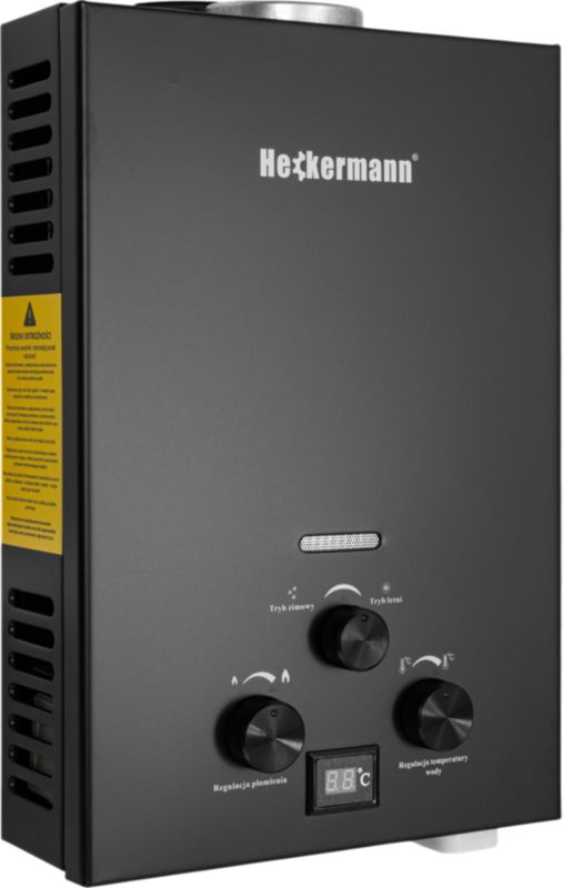 Podgrzewacz Przepływowy Wody Bojler Gazowy LPG Czarny Heckermann 6L 1szt