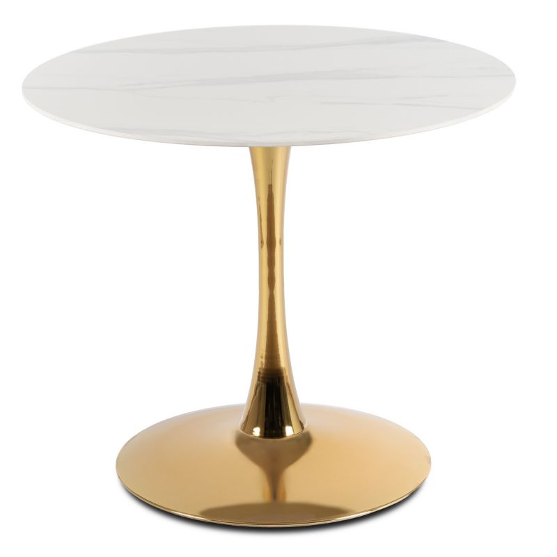 Stół Mebel Elite SANDER Okrągły 90 Nowoczesny Glamour Ceramiczny Salon Jadalnia Biały 1 szt