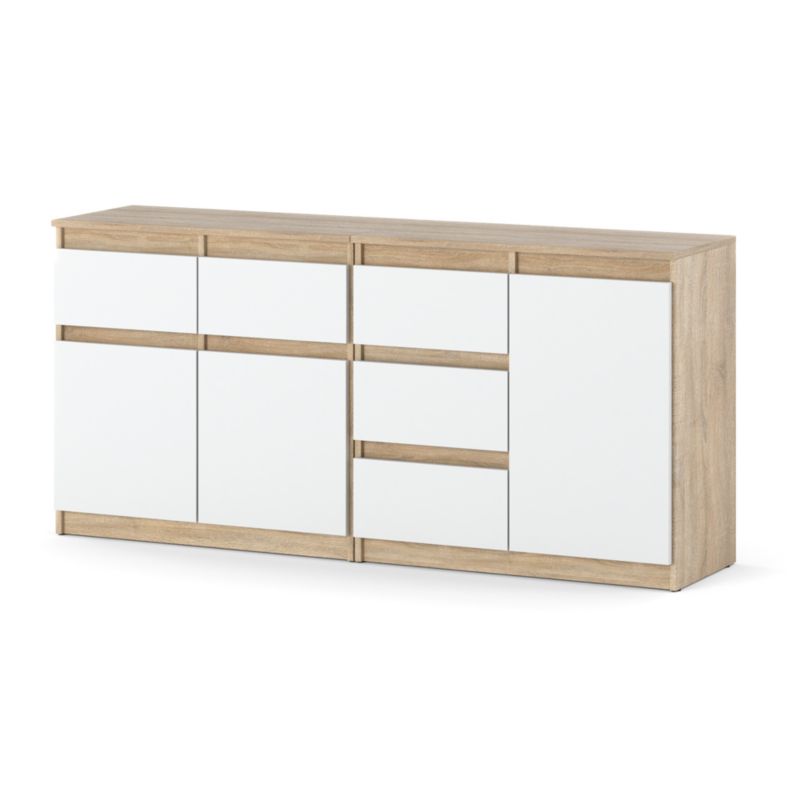 Komoda Hurtownia-Mebli Szuflady 5 Agnolia Mini 160cm Dąb Sonoma Biały Mat 160x35x75 cm 1szt.