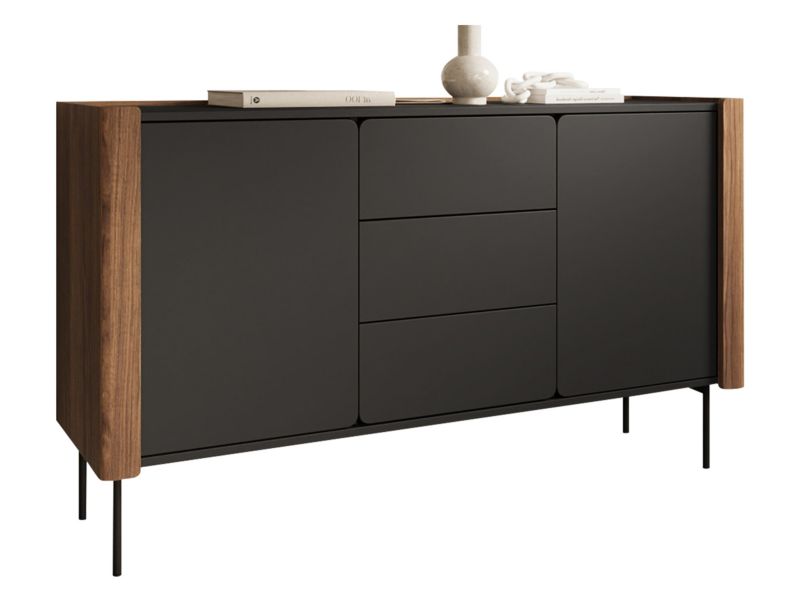 Komoda z szufladami MIRJAN 24 Wrap KSZ141 orzech warmia / czarny 1 szt.