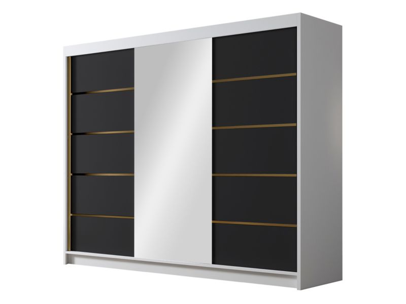 Szafa MIRJAN 24 z lustrem Amber VI 250 biały/czarny 1 szt.