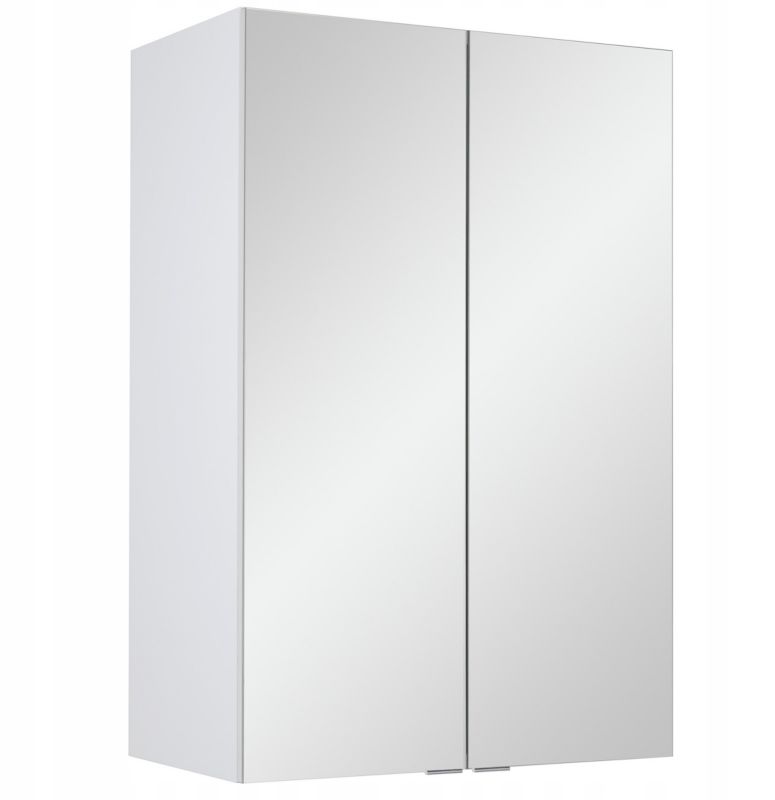 Szafka Łazienkowa Stamar z Lustrem Wisząca 60x90x35 cm Biała MDF Półki Cichy Domyk