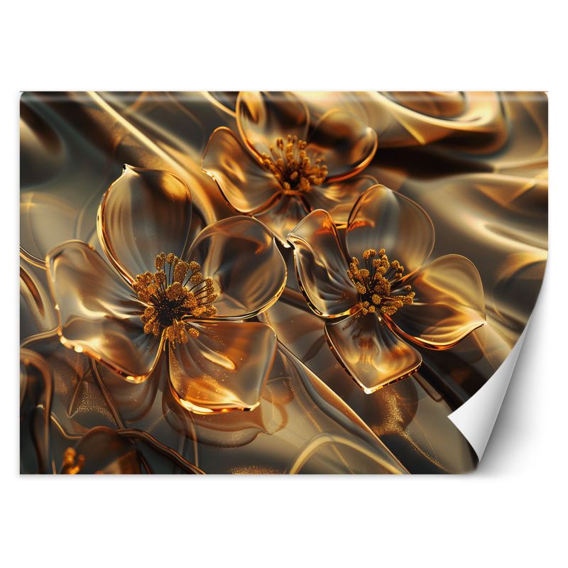 Fototapeta Feeby Przeźroczyste szklane kwiaty w złocie 400x280 1 szt