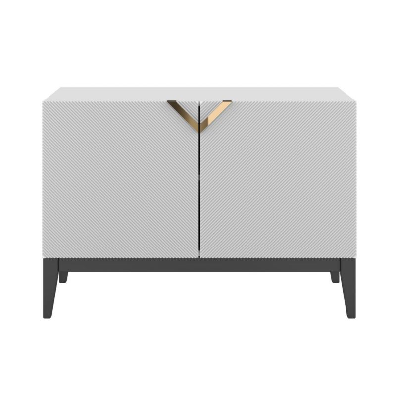 Drewniana komoda Visby DEMI long 2d biała czarne nogi 1 szt.