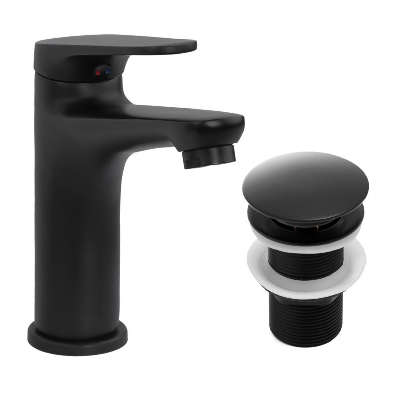 Bateria umywalkowa SONIA36 - YOKA HOME w komplecie z automatycznym korkiem klik klak bez przelewu czarna loft - 1 szt.