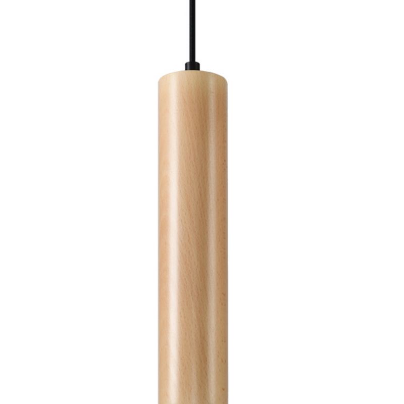 Lampa sufitowa wisząca Sollux Lighting Lino 6354 czarna-naturalne drewno szerokość 8 cm 1xGU10 x 40W 1 szt.