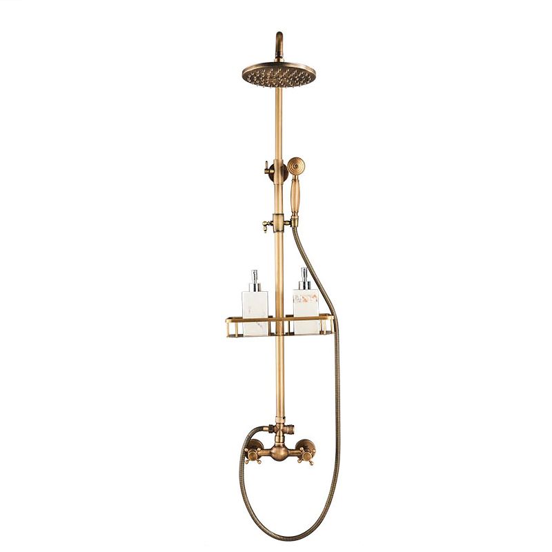 Bateria prysznicowa Lauferi AMONA z półką mosiężna szczotkowany mosiądz retro 1 szt.