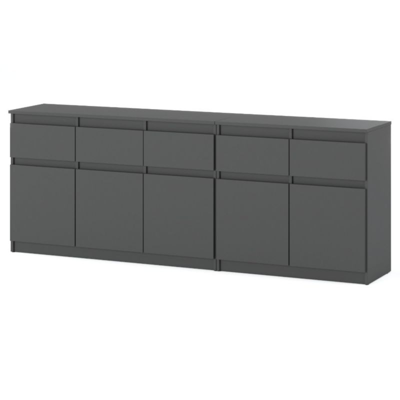 Komoda Hurtownia-Mebli Szuflady 5 Best Oleksa 200cm Szary Mat Szary Mat 200x35x75 cm 1szt.