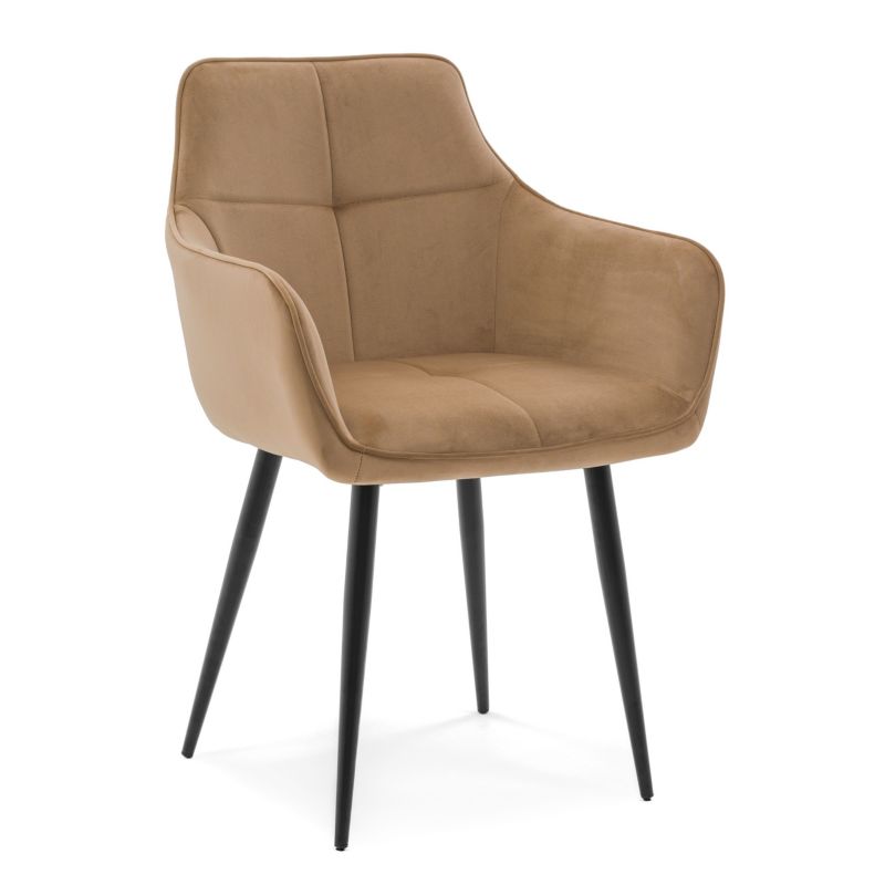 Krzesło tapicerowane New Home QUATTRO beżowe pikowane welurowe bluvel z podłokietnikami 1 szt.