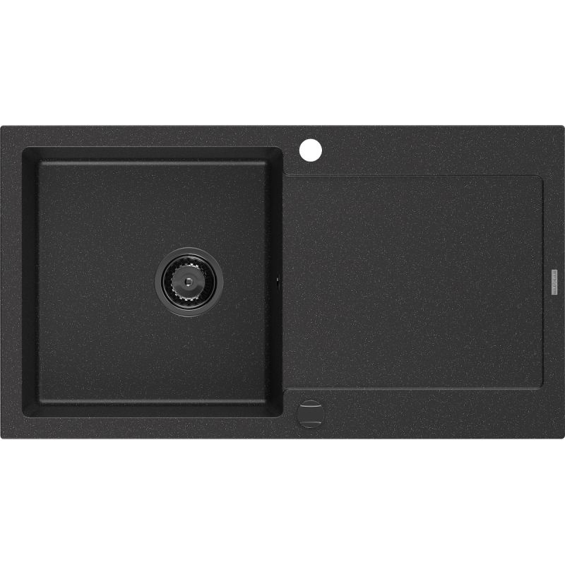 Zlewozmywak granitowy wpuszczany Mexen Leo 1-komorowy czarny/złoty metalik 900x500 mm - 6501901010-75-B 1 szt.