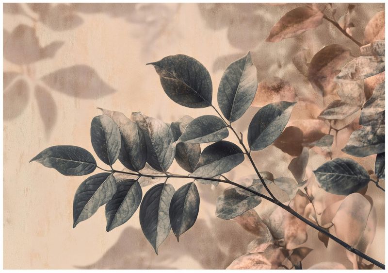 Fototapeta WALLARENA Do Sypialni Salonu Na Flizelinie Liście Beton Abstrakcja Beżowy 350x250 cm 16188VX7 1 szt.