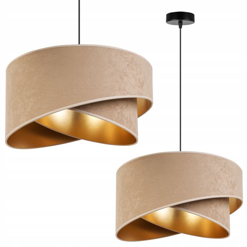 Lampa sufitowa wisząca Light Home LH Mediolan Welur 1x E27 60W beżowy/złoty 1szt.