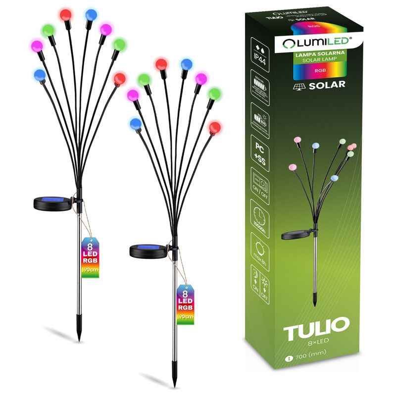 Lampa Solarna Lumiled Ogrodowa LED Wbijana Dekoracyjna Dmuchawiec Kuleczki RGB 2 szt.