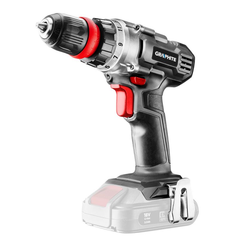 Wiertarko-wkrętarka akumulatorowa GRAPHITE Energy+ 18V, Li-Ion, zdejmowany uchwyt 10 mm, bez akumulatora 1 szt