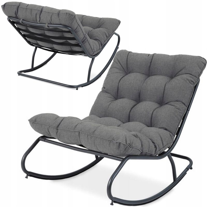 Fotel Ogrodowy Focus Garden Bujany Agava z Poduszką na Taras Balkon do 120kg szary 1 szt