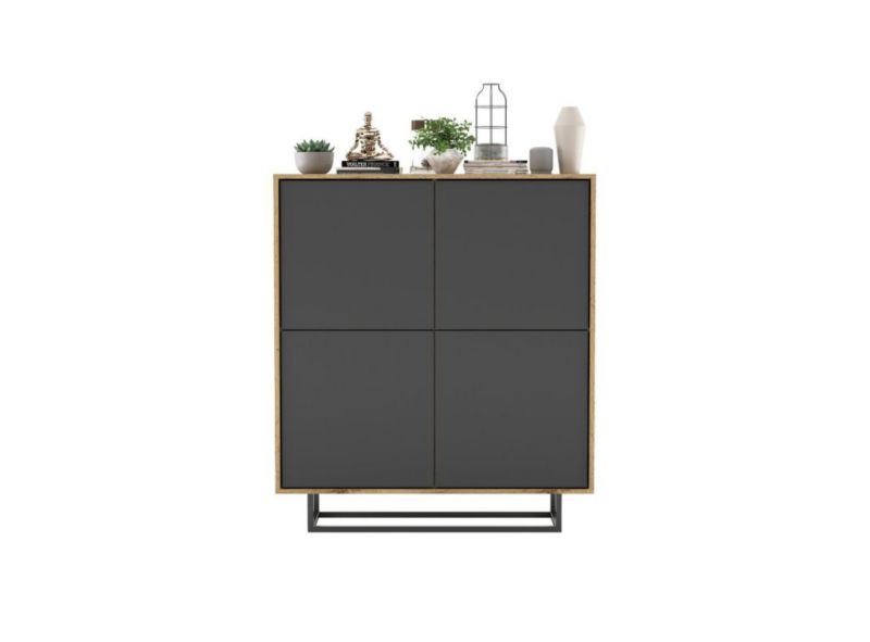 Komoda Meble Lindner NILA 4D 113 dąb wotan/grafit mat 1 szt.