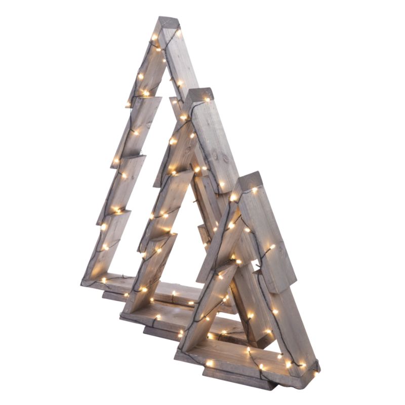 Zestaw choinek drewnianych MODO24 3w1 stojących impregnat szary 59,5 x 48 cm 1 kpl