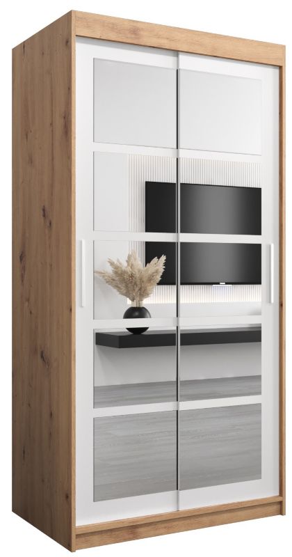 Szafa przesuwna Abiks ROMA 2 100 artisan + biały mat 1 szt.