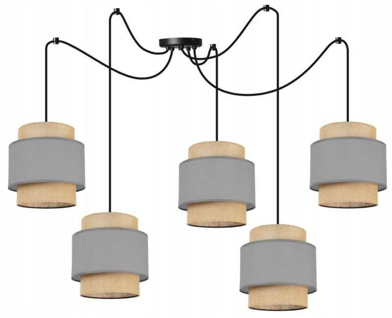 Lampa sufitowa wisząca Light Home LH Boho Juta 5x E27 60W szary 1szt.