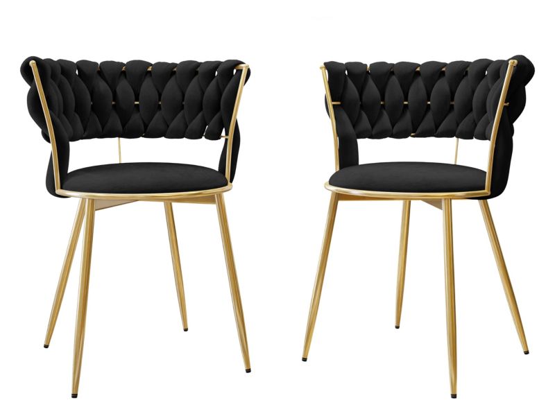 Komplet dwóch nowoczesnych krzeseł MIRJAN 24 Muz DC-1141 czarny + złoty 2 szt.