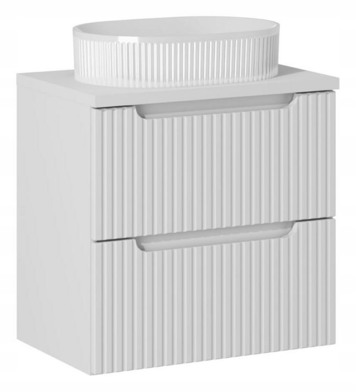 Szafka pod Umywalkę łazienkowa 60 cm Wisząca z Blatem Biały Nova White Biała z Umywalką Furnidea 1 szt.