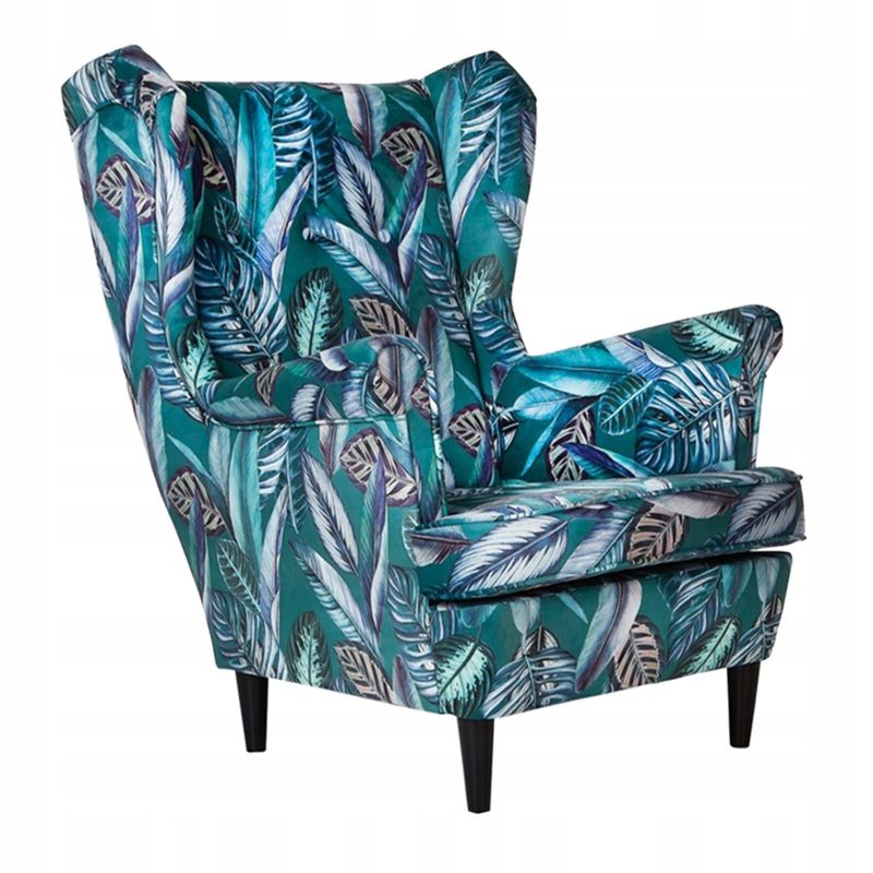 Fotel uszak do salonu Family Meble ARI PRINT zielony 1szt