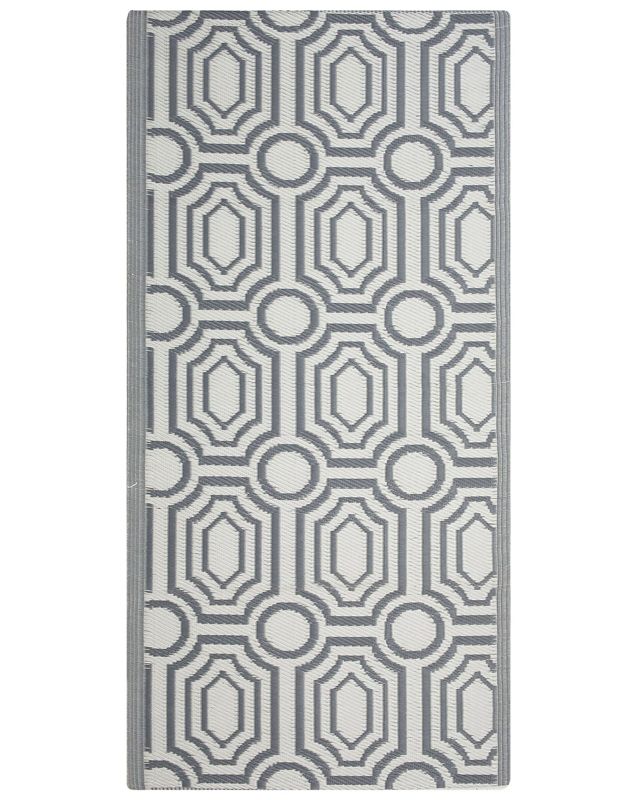 Dywan zewnętrzny dwustronny 90 x 180 cm szaro-biały Bidar 1 szt.