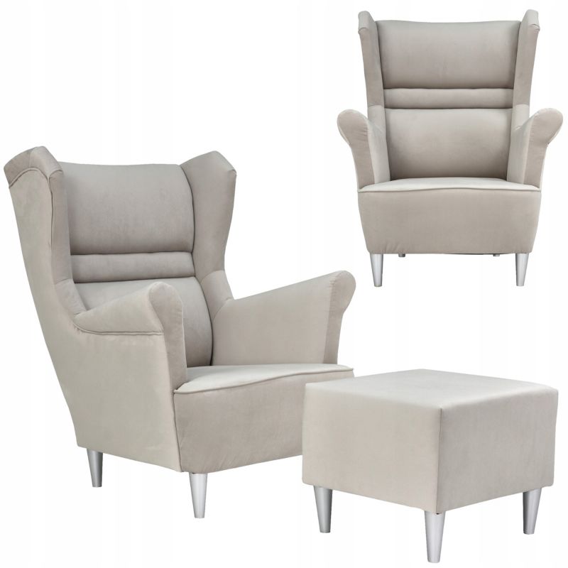 Fotel uszak do salonu z podnóżkiem Family Meble Zoja beż 1szt